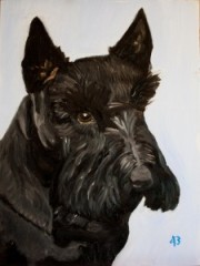 Bush's painting of Barney, signed as "43"